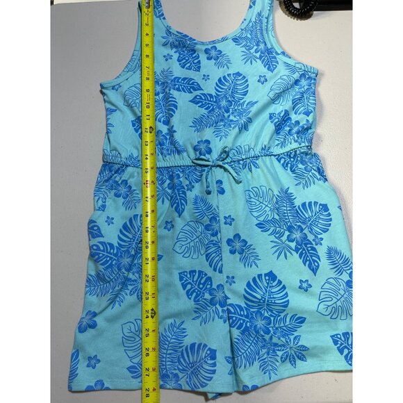 Wonder Nation girls Plus Size L (10-12) Blue Floral Romper - Picture 6 of 10